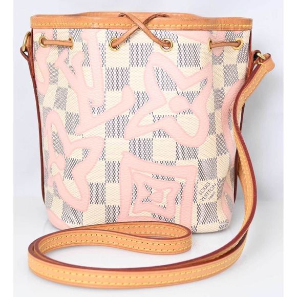 Louis Vuitton nano Noe Tahiti Damier Azur Pochette Drawstring Shoulder Bag